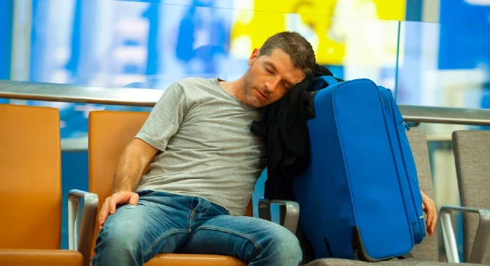 Jet lag happens when someone travels across multiple time zones and your circadian rhythm did not catch up on the changes yet.