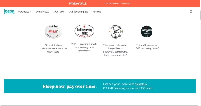 Leesa Mattress Awards Won