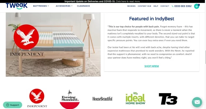 Tweak award-winning mattress